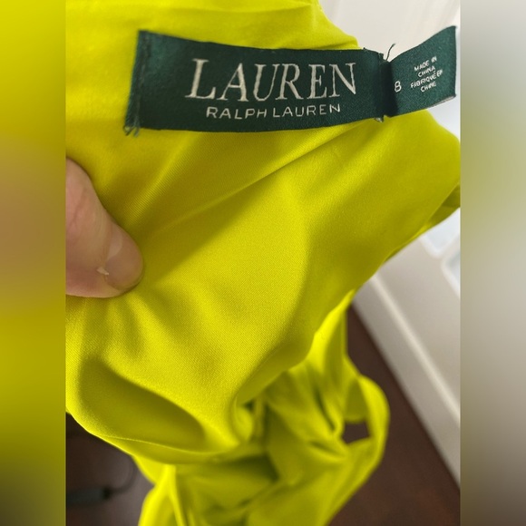 LAUREN RALPH LAUREN Pocket Crepe A-line Acid Green Sleeveless Dress 8 - Picture 4 of 10